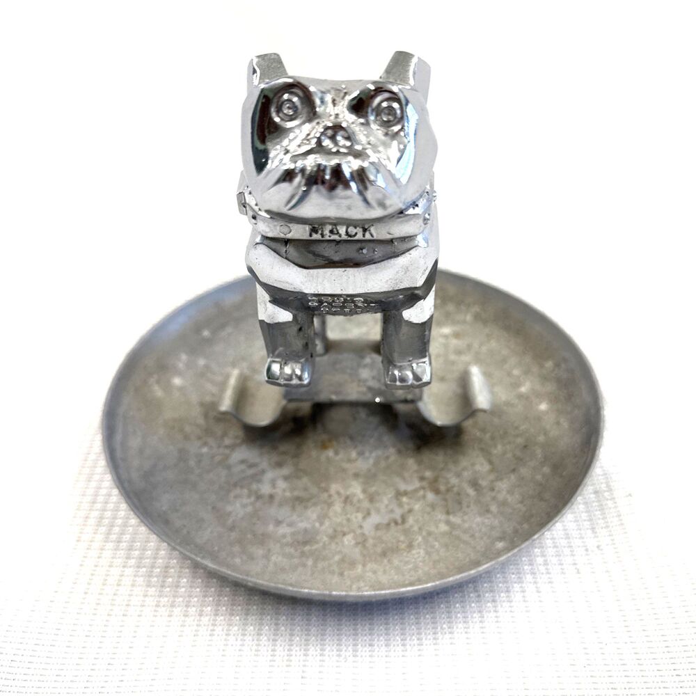 Vintage Mack Truck Bulldog Chrome Hood Ornament Ashtray Collectible 1970s #87931